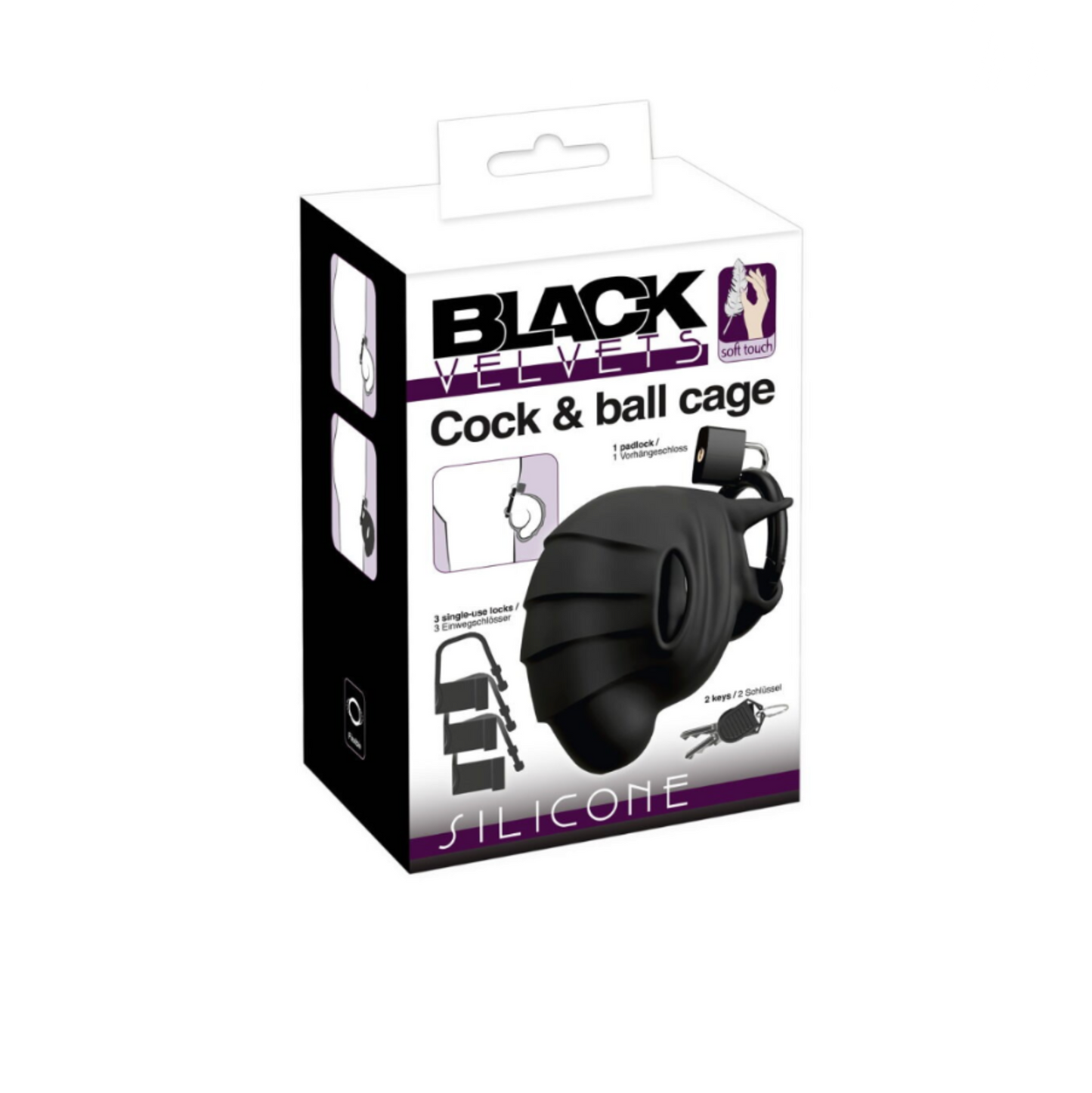 Black Velvets Cock & Ball Cage - Cage de chasteté pénis et testicules en silicone