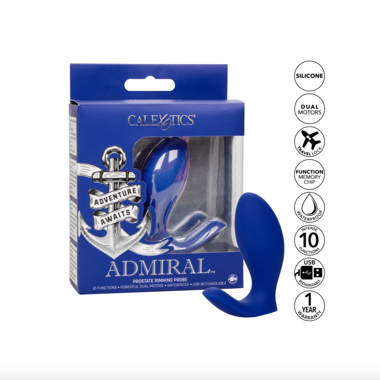 CalExotics Admiral Prostate Rimming Probe - Stimulateur prostatique vibrant