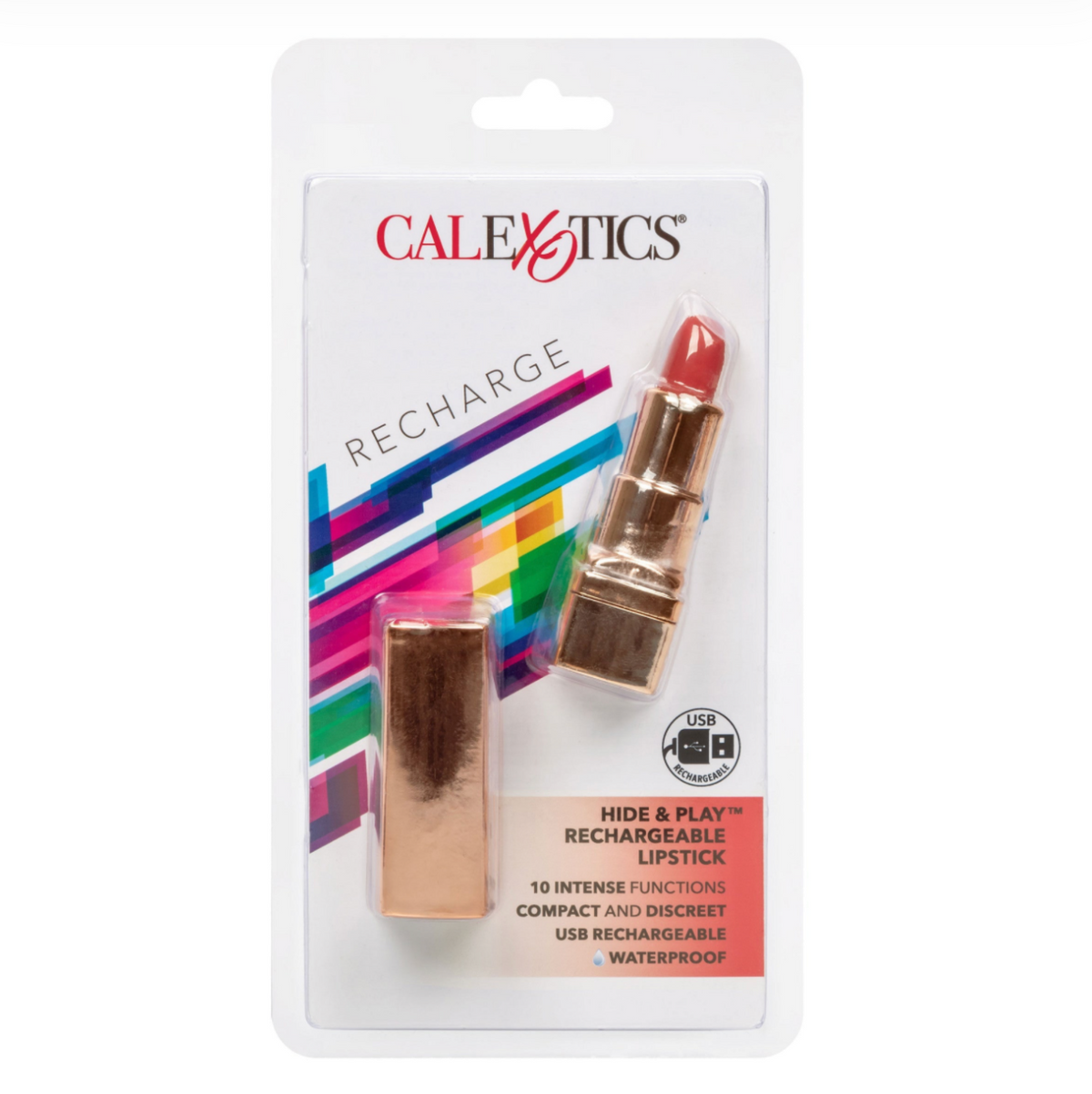 CalExotics Hide & Play Lipstick – Stimulateur Clitoridien Rechargeable Aspect Rouge à Lèvres