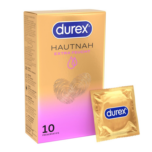 Durex Hautnah Extra Feucht 10 pièces – préservatifs ultra fins extra lubrifiés