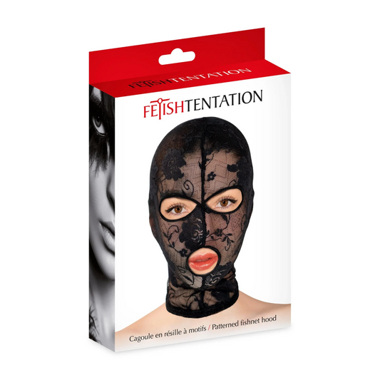 Fetish Tentation Cagoule en Résille à Motifs - Masque BDSM floral