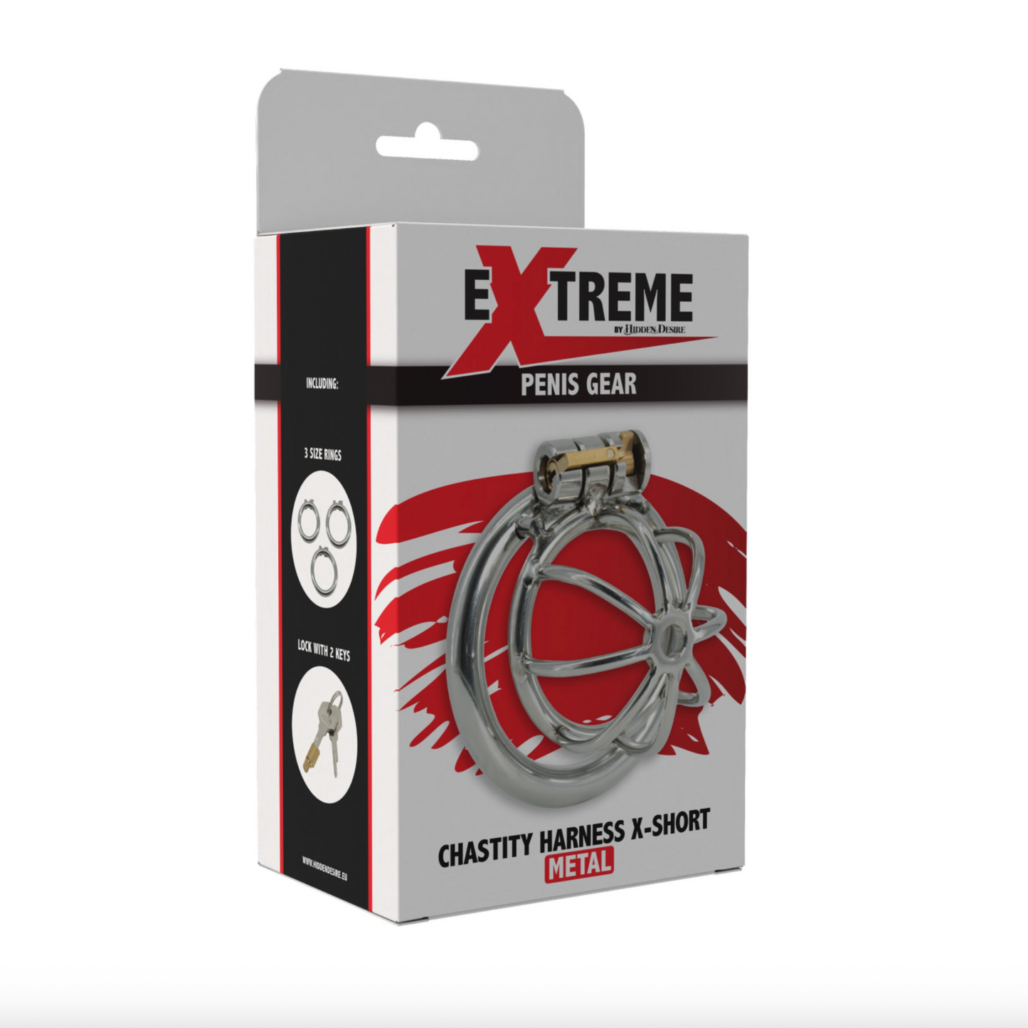 Hidden Desire Chastity Harness X-Short - Cage de chasteté en acier inoxydable