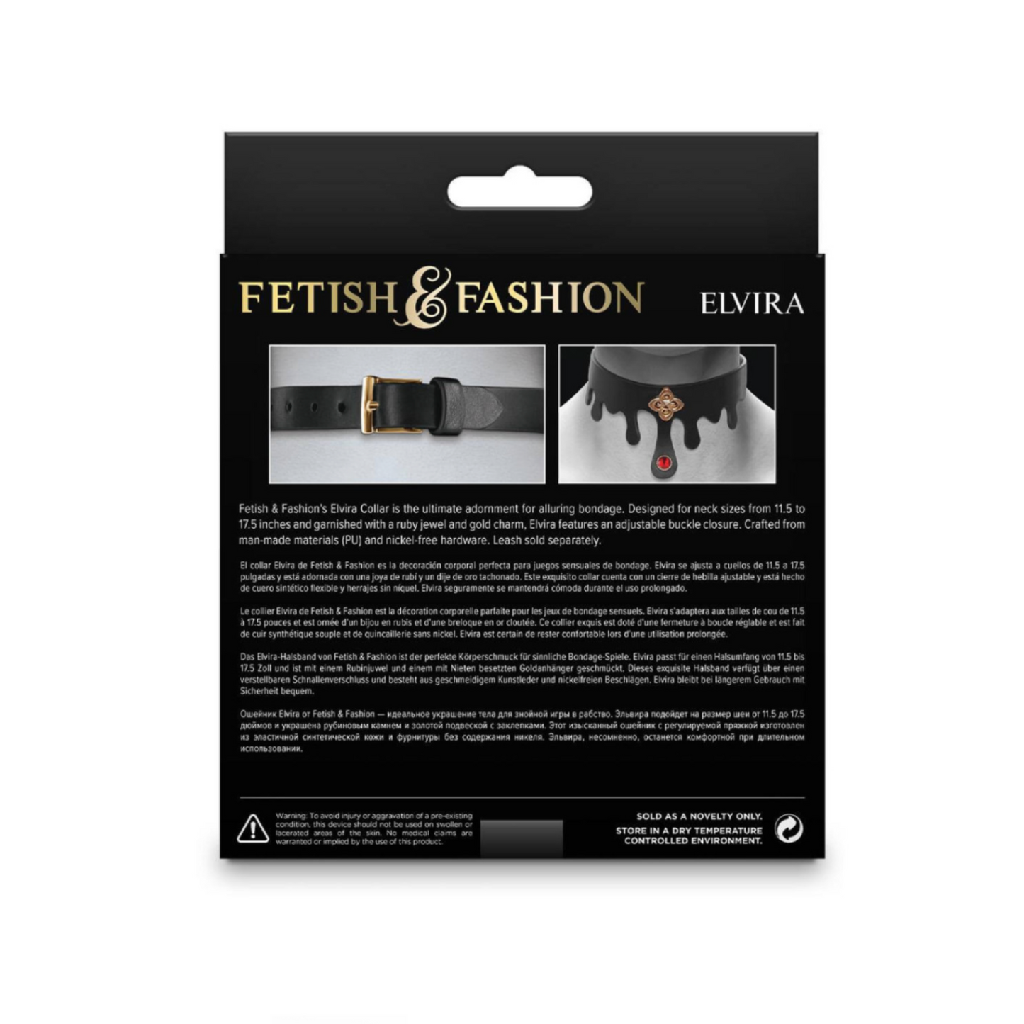 NS Novelties Elvira – Collier BDSM ajustable similicuir