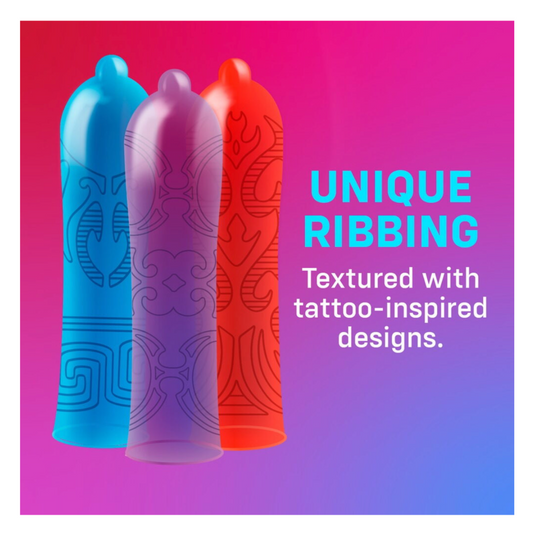 One Tattoo Touch - Préservatifs colorés et nervurés