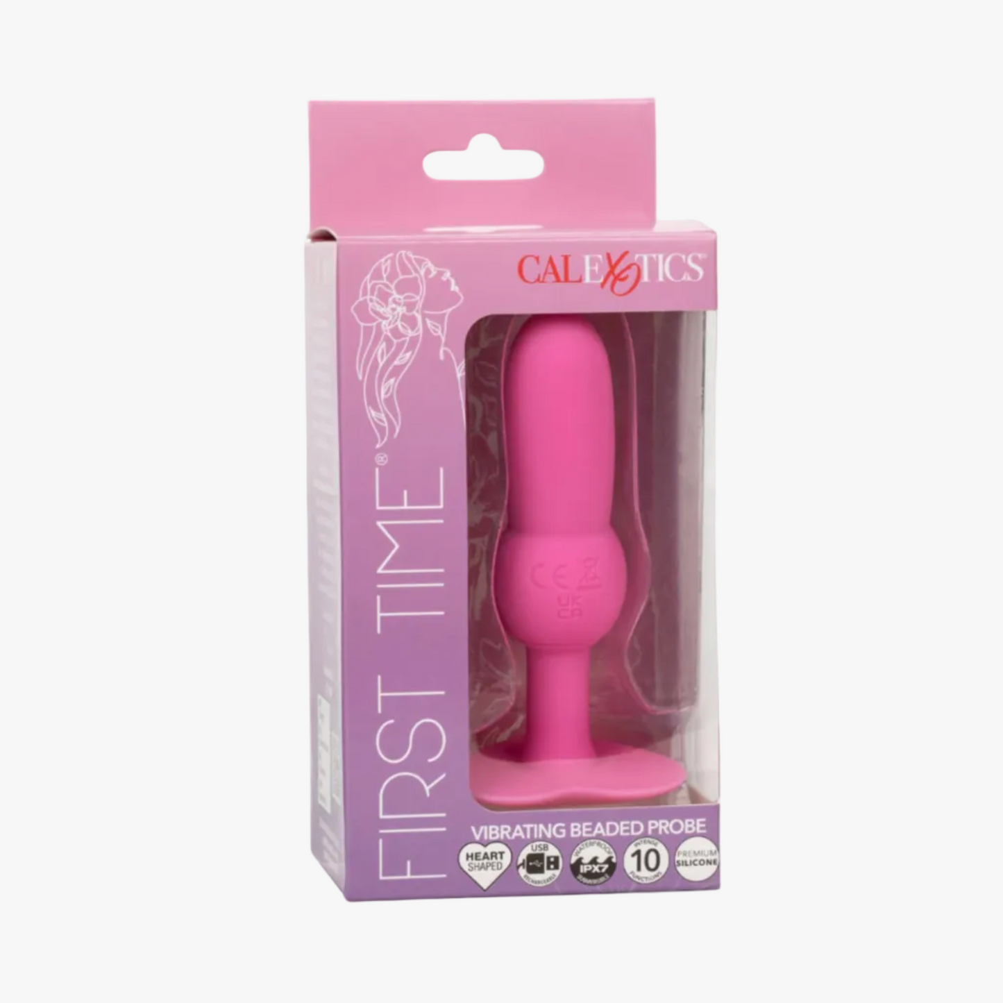 CalExotics First Time Vibrating Beaded Probe - Plug anal vibrant en silicone