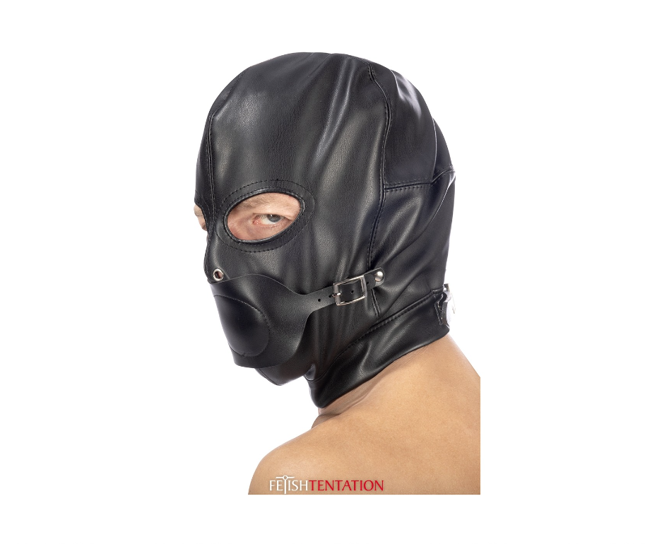 Fetish Tentation Cagoule BDSM en Similicuir avec Bâillon Amovible