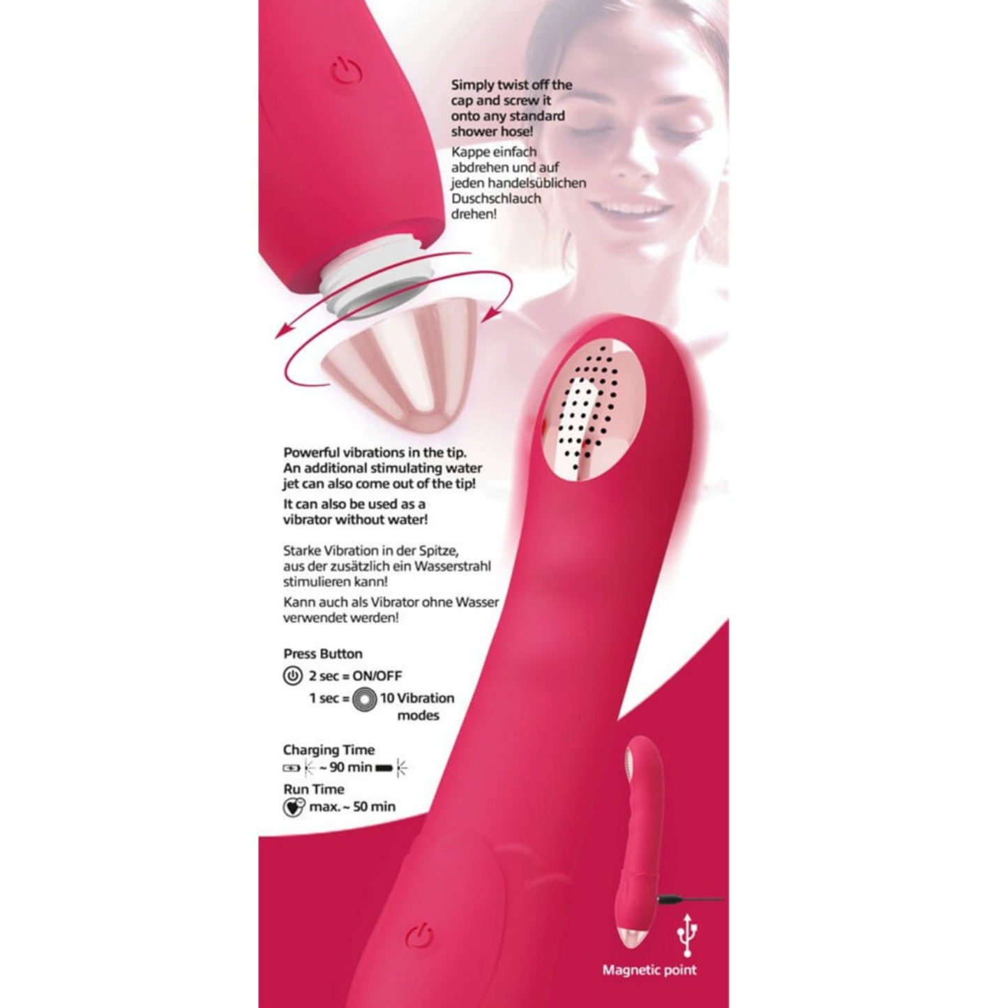 You2Toys Showers To Orgasm - Vibromasseur et pommeau de douche 2-en-1