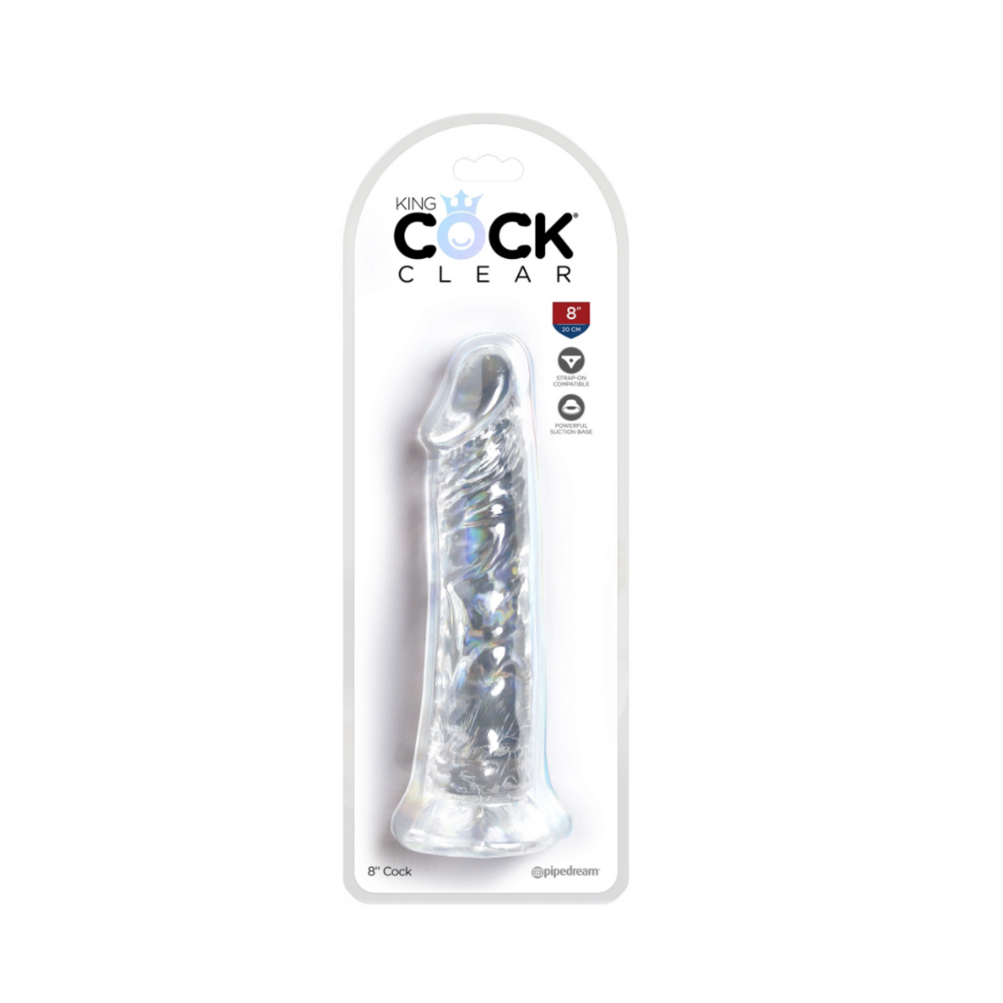Pipedream King Cock Clear 8'' - Gode ventouse translucide 20 cm