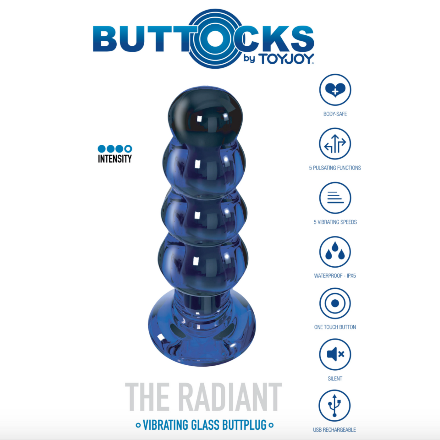 ToyJoy Buttocks The Radiant - Plug vibrant en verre