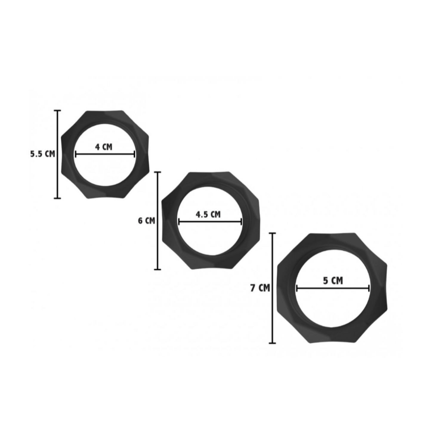 Hidden Desire Silicone Heavy C-Ring - Lot de 3 anneaux péniens