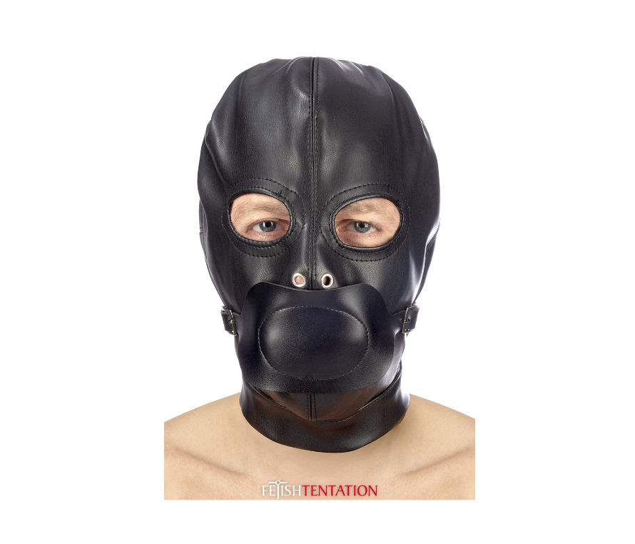 Fetish Tentation Cagoule BDSM en Similicuir avec Bâillon Amovible