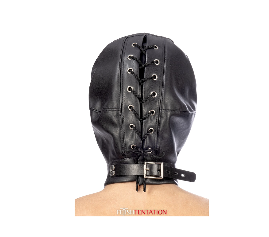Fetish Tentation Cagoule BDSM en Similicuir avec Bâillon Amovible