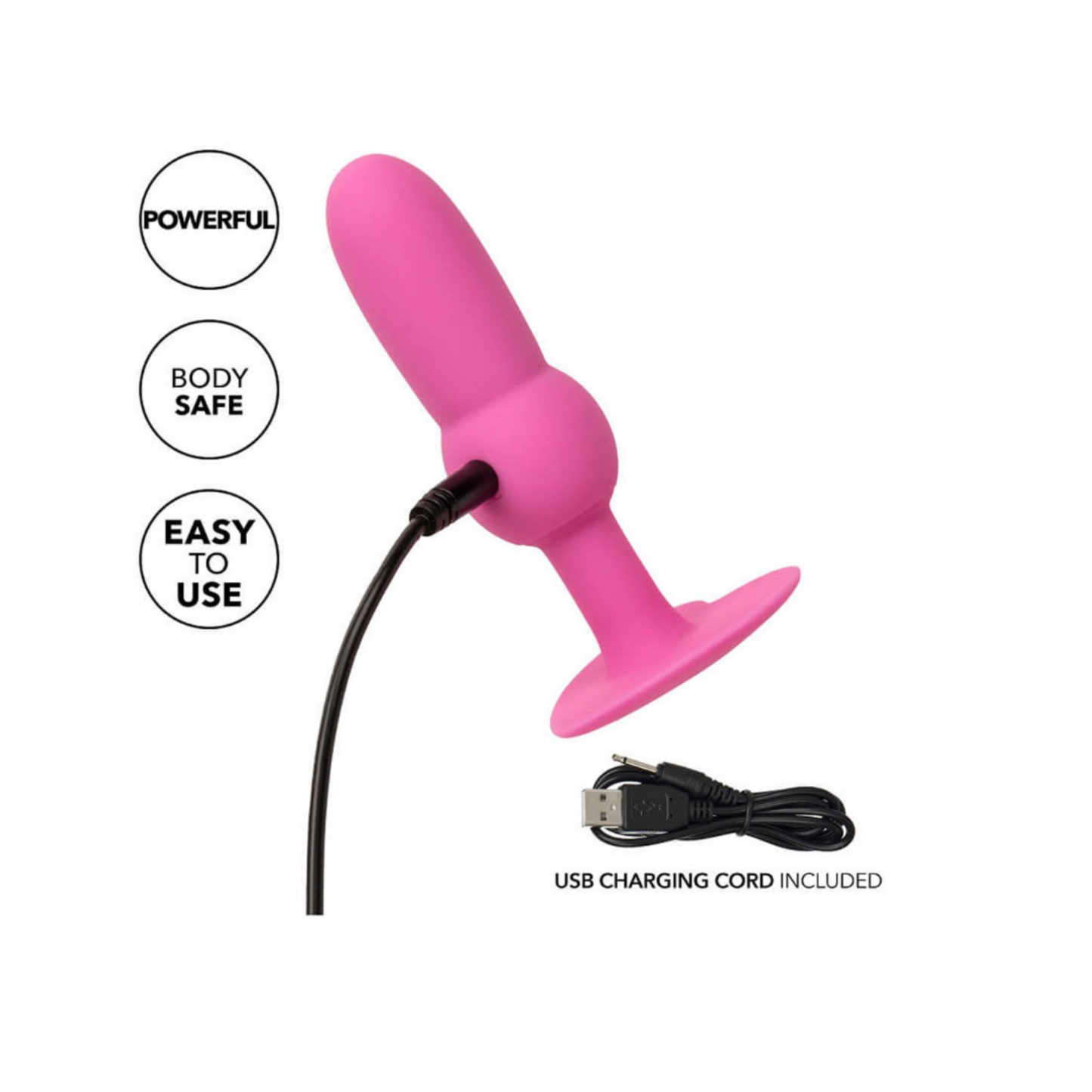 CalExotics First Time Vibrating Beaded Probe - Plug anal vibrant en silicone