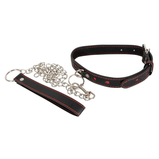 Argus Fetish Collier & Laisse Cœurs – Collier BDSM avec laisse réglable