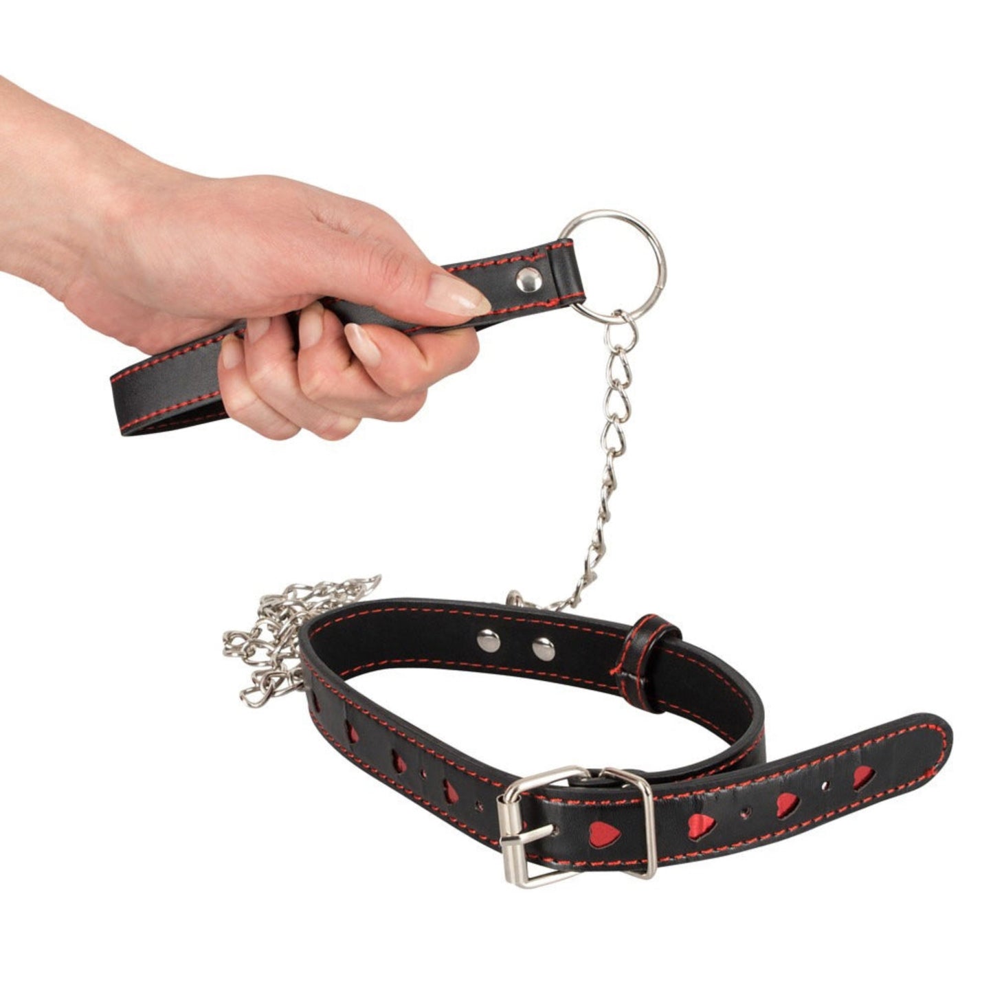 Argus Fetish Collier & Laisse Cœurs – Collier BDSM avec laisse réglable