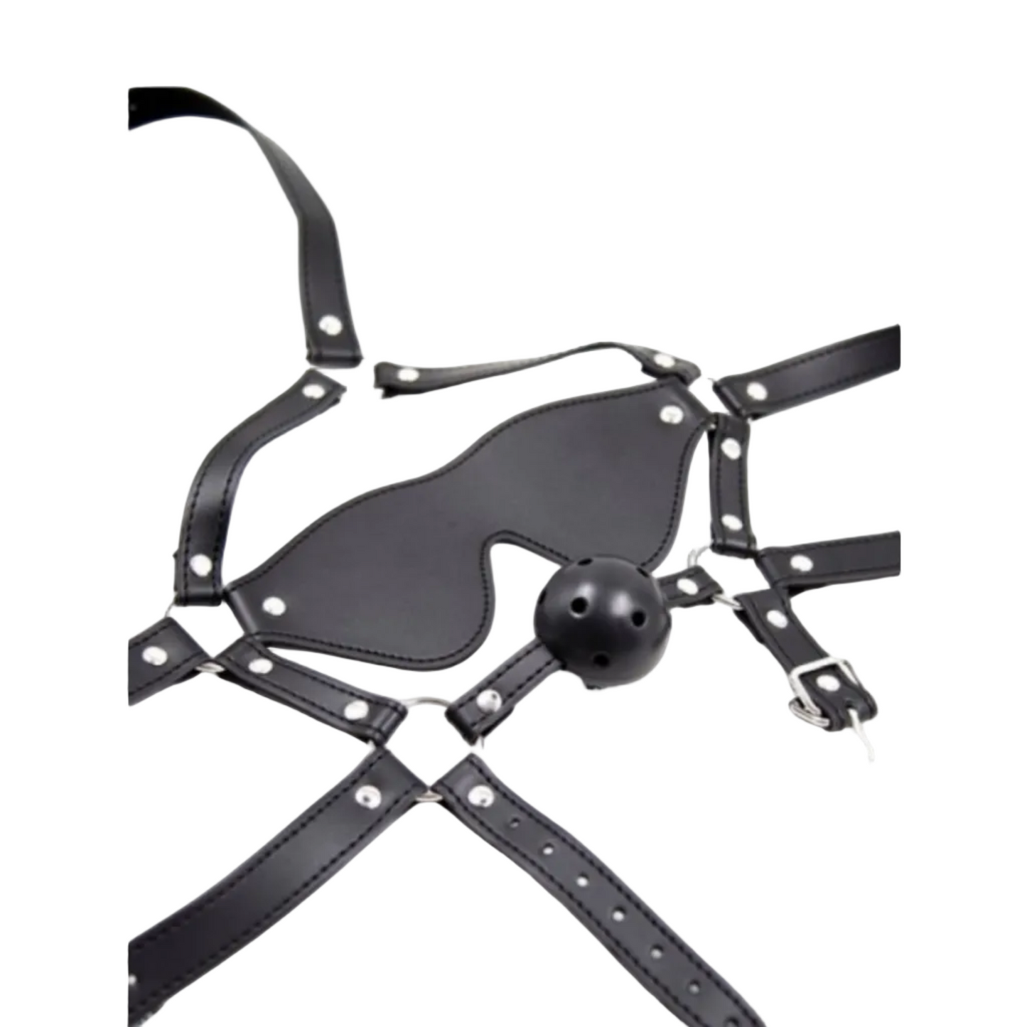 Argus Fetish Eye Mask and Ball Gag - Harnais avec masque et bâillon boule