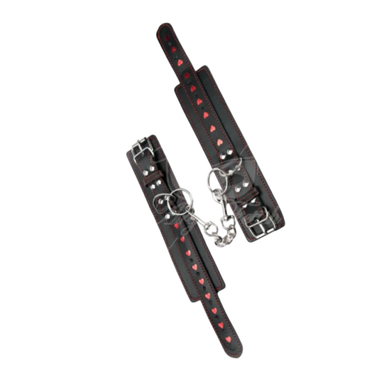 Argus Fetish Heart Ankle Cuffs – menottes pour chevilles avec chaîne détachable
