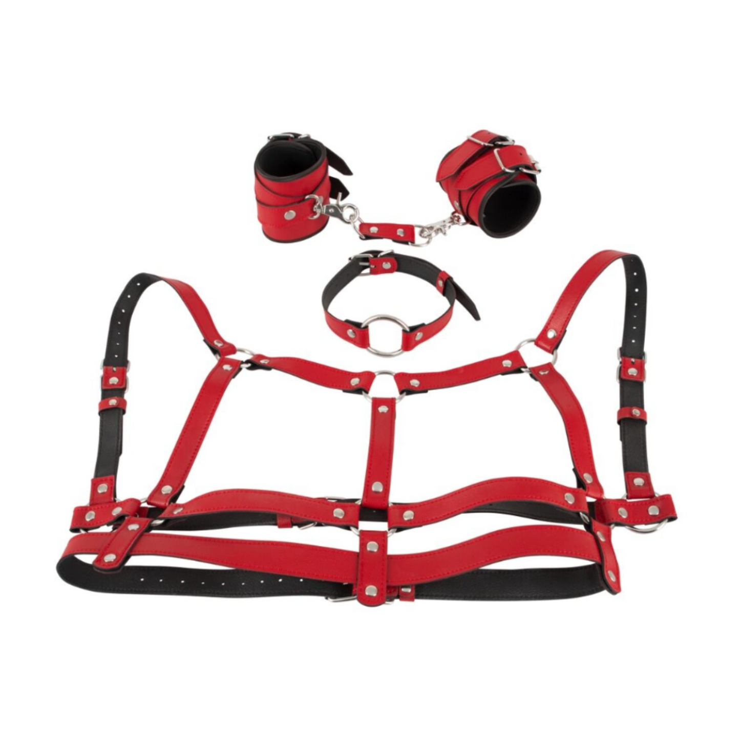 Bad Kitty Fetish Set – kit BDSM 3 pièces menottes bâillon harnais