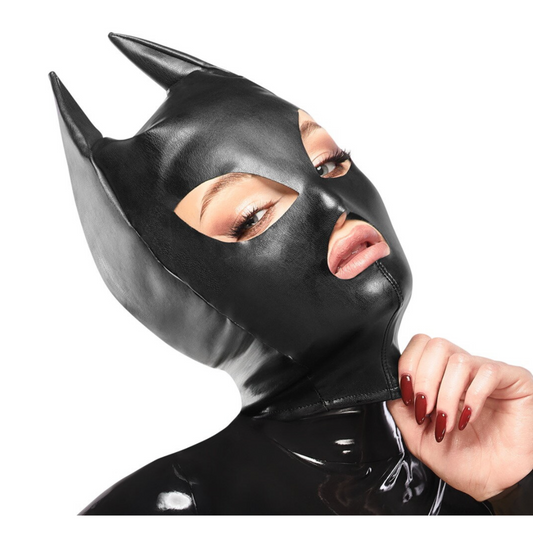 Bad Kitty Head Mask - Masque de chat intégral en similicuir avec zip