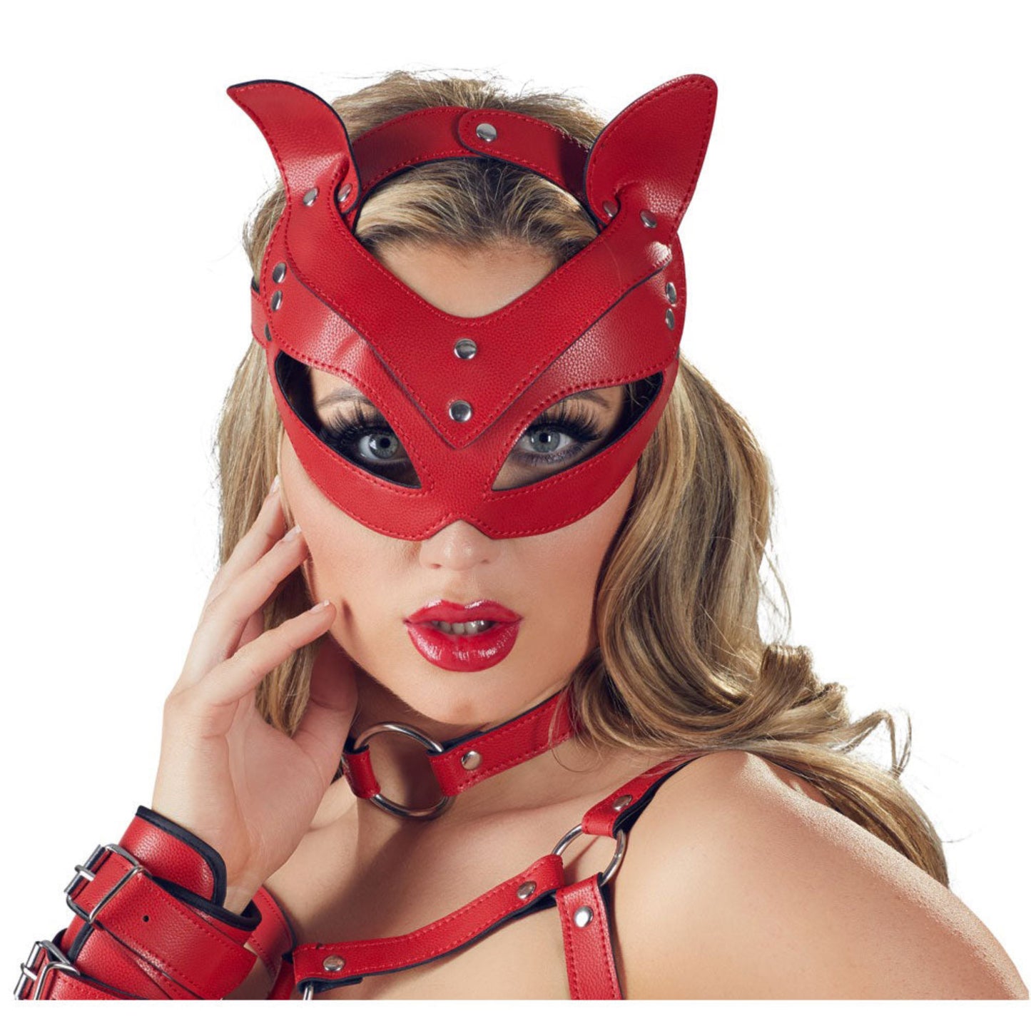 Bad Kitty Red Cat – Masque chat rouge en similicuir
