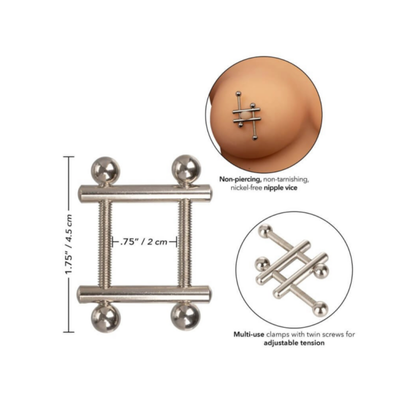 CalExotics Crossbar Nipple Vices - Presse à téton ajustable