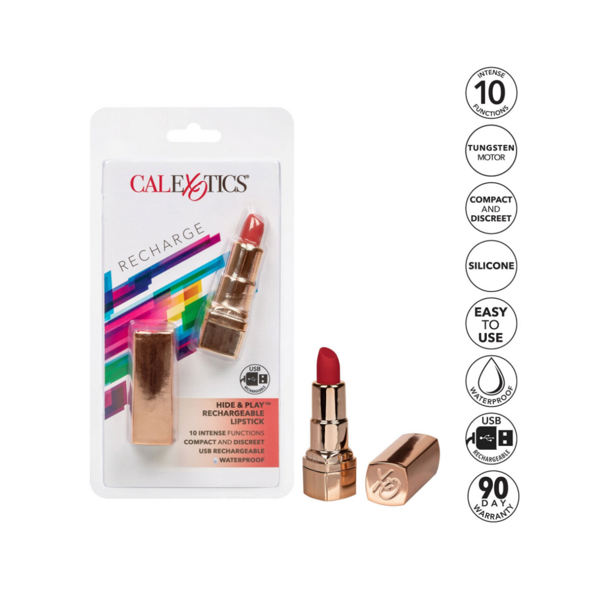CalExotics Hide & Play Lipstick – Stimulateur Clitoridien Rechargeable Aspect Rouge à Lèvres