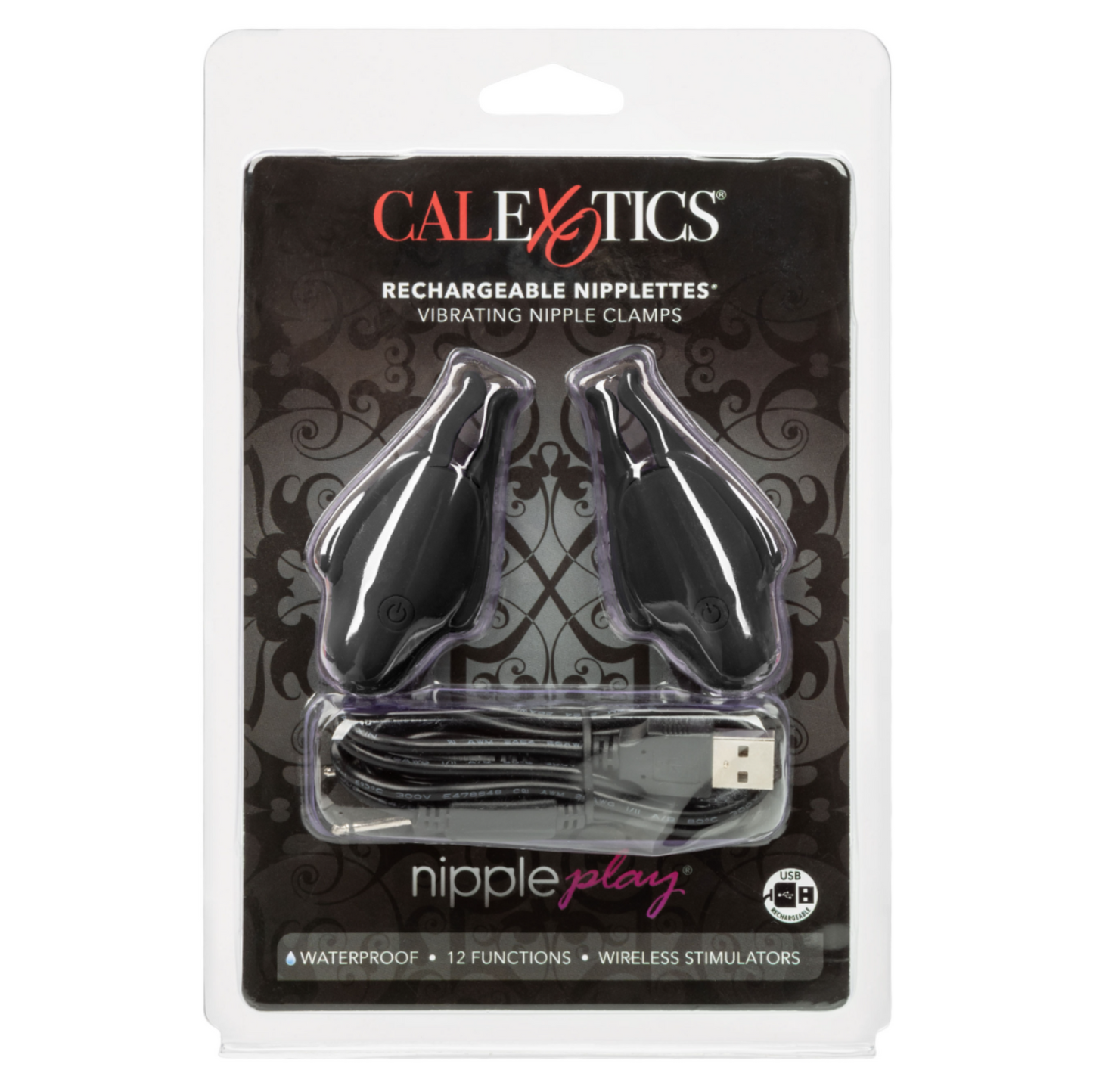 CalExotics Rechargeable Nipplettes – Pinces à tétons vibrantes rechargeables