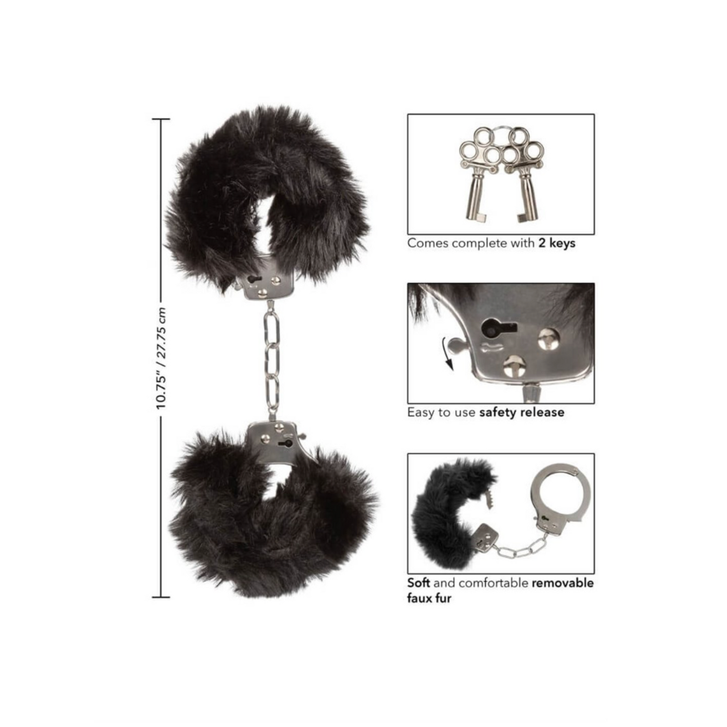CalExotics Ultra Fluffy Furry Cuffs – Menottes fourrure réglables