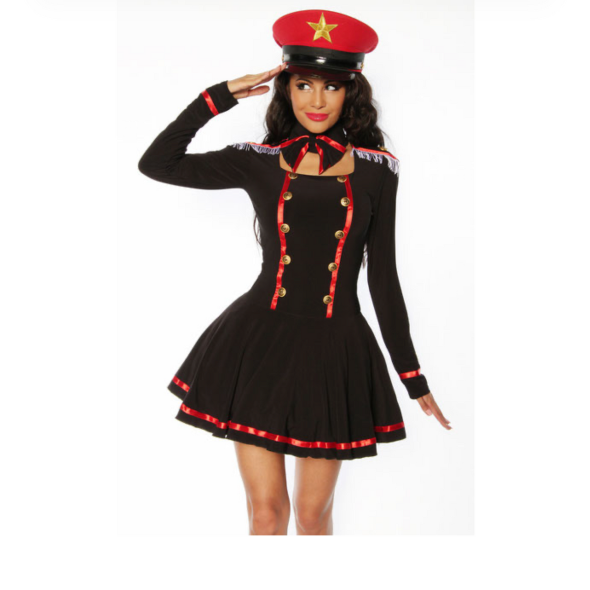 Déguisement Marine - Robe officier noir & rouge