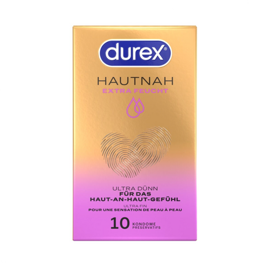 Durex Hautnah Extra Feucht 10 pièces – préservatifs ultra fins extra lubrifiés