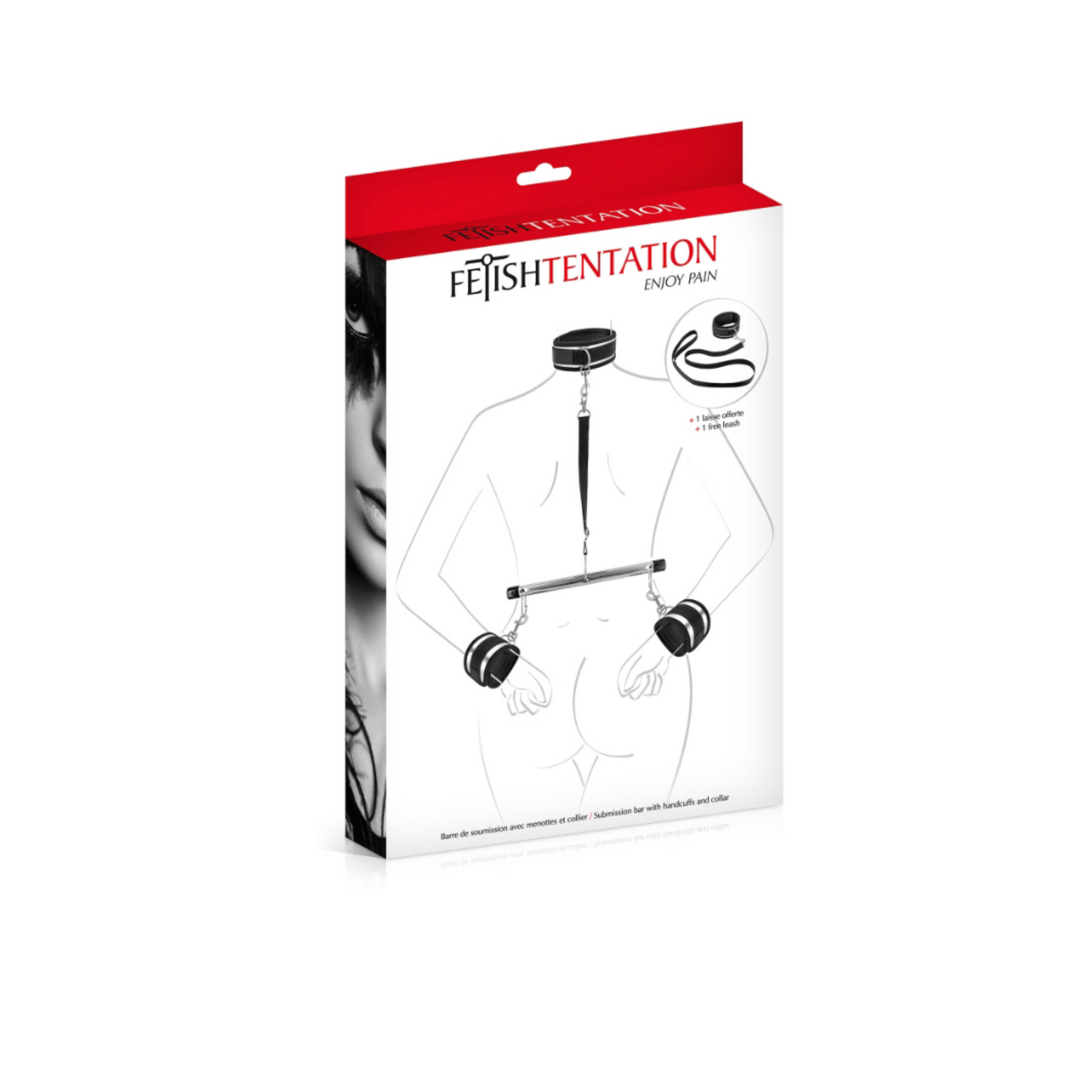 Fetish Tentation Kit Barre de Soumission - Barre poignets collier laisse