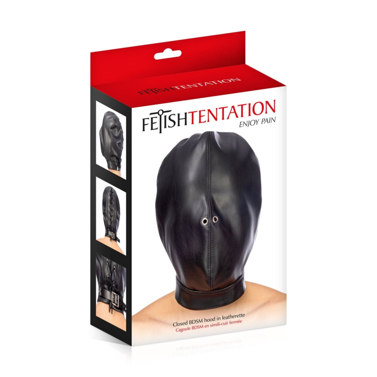 Fetish Tentation Cagoule BDSM en Similicuir Fermée