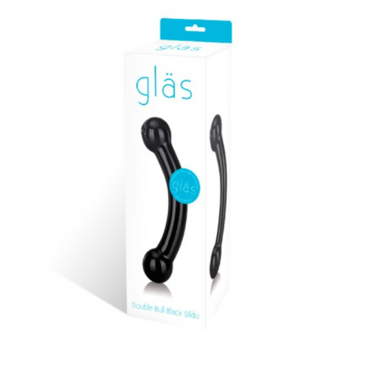Gläs Double Bull Black – Gode en verre avec double bulbe