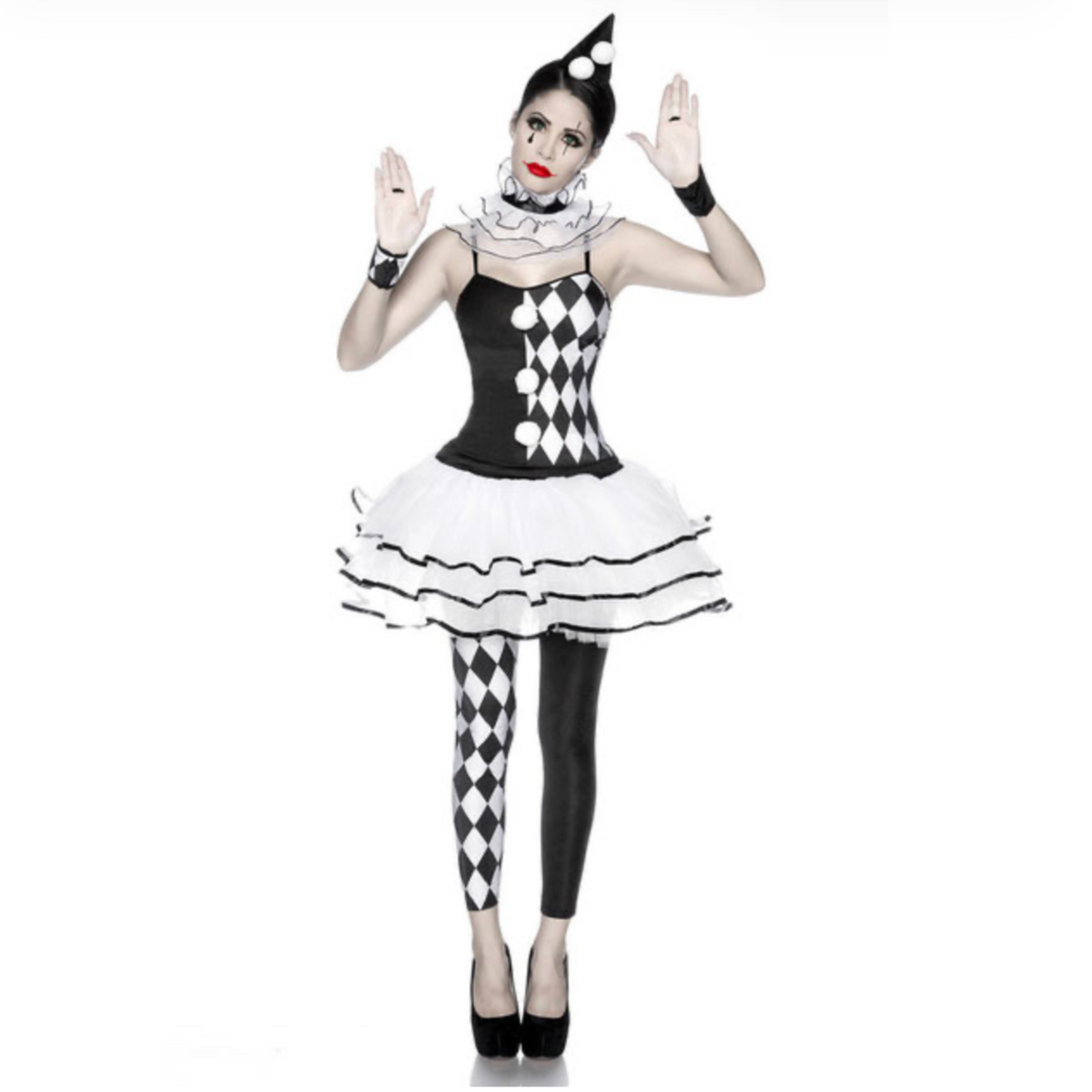 Harlequin - Déguisement Arlequin femme noir & blanc