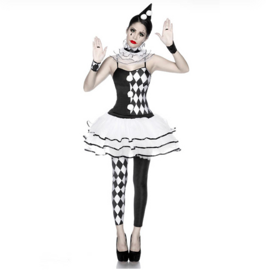 Harlequin - Déguisement Arlequin femme noir & blanc