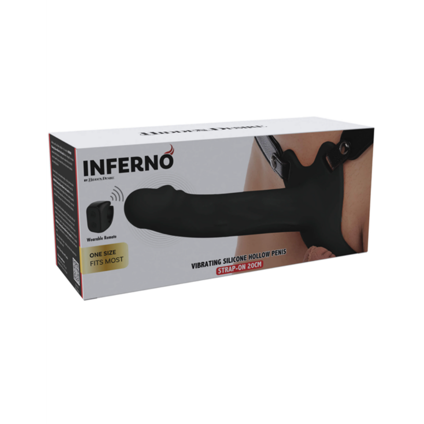 Hidden Desire Inferno Strap-On 20 cm - Gode ceinture creux et vibrant