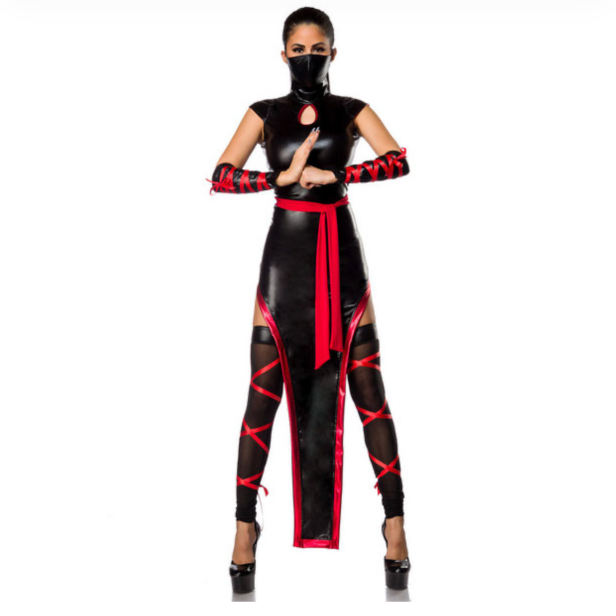 Hot Ninja - Déguisement ninja femme noir & rouge