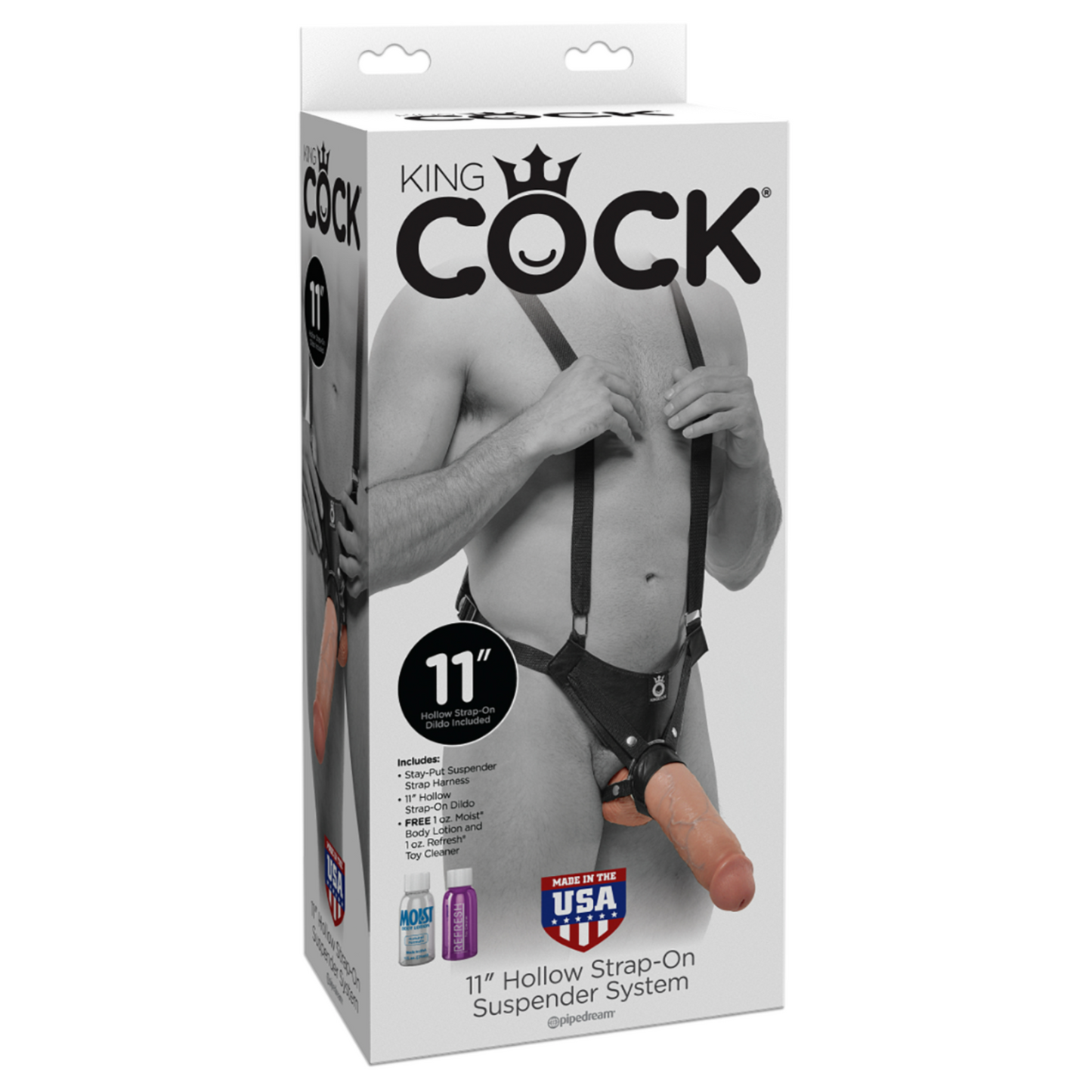 King Cock 11'' Hollow Strap-On Suspender System - Gode ceinture creux 28 cm