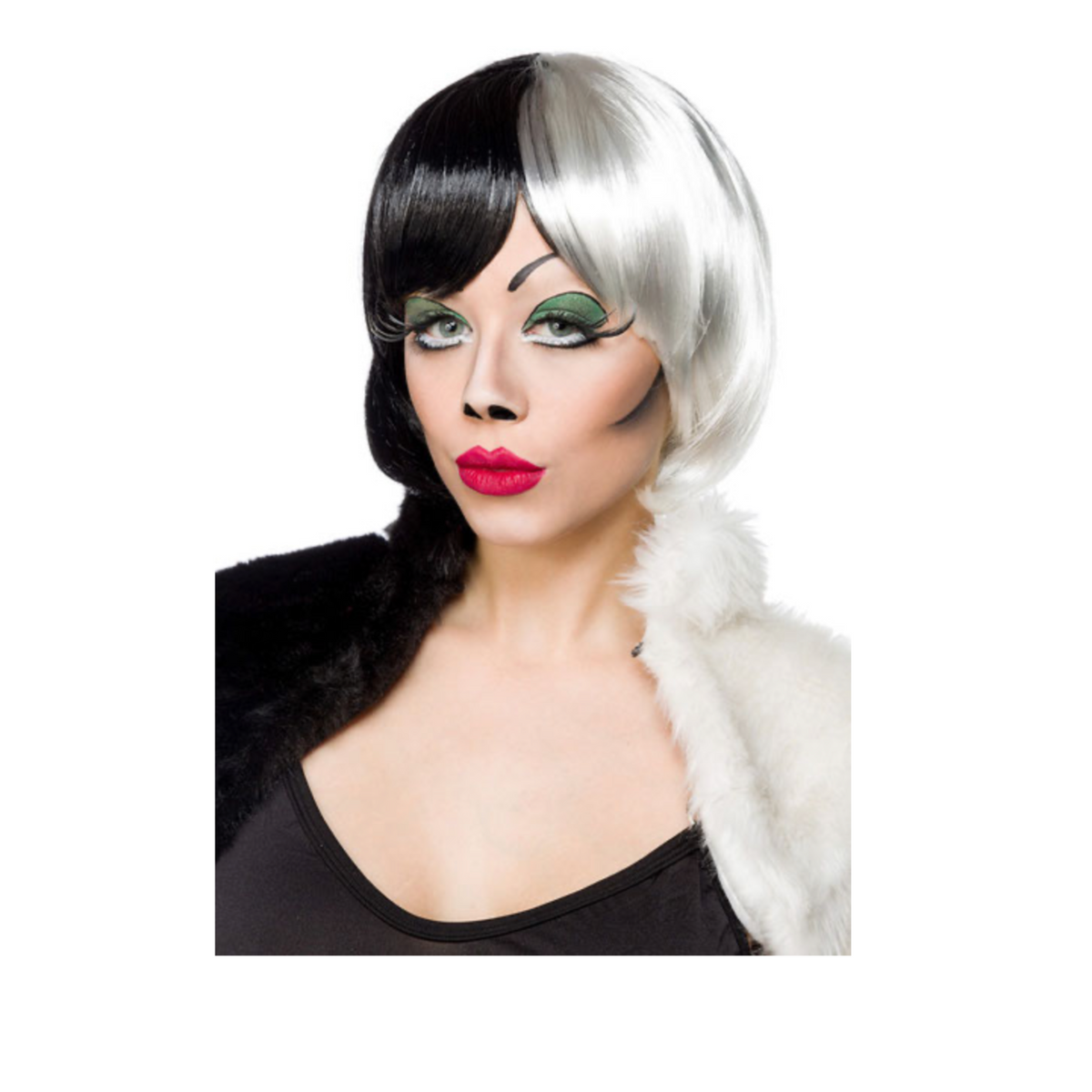 Lady Cruel - Perruque Cruella carré noir & blanc