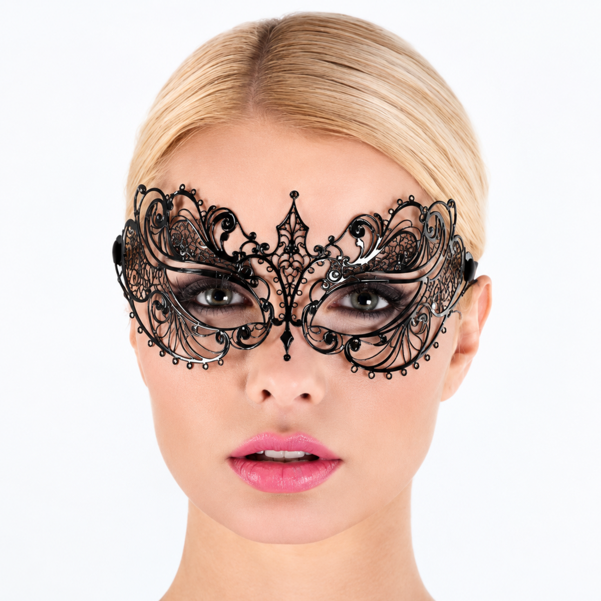 Luna Veneziana - Masque vénitien noir en métal