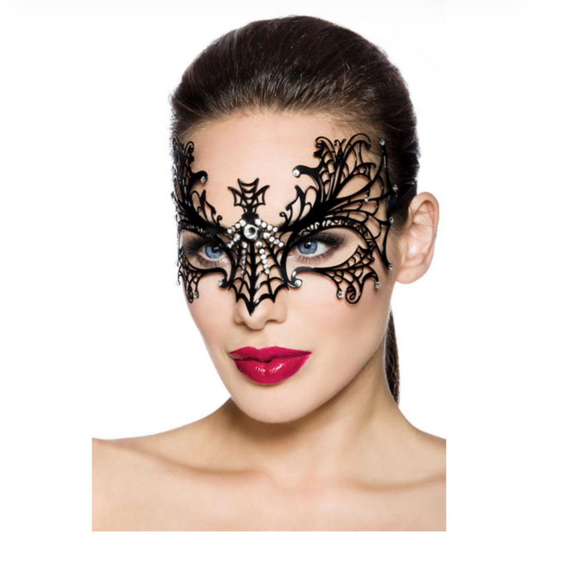 Luna Veneziana - Masque vénitien toile d’araignée avec strass