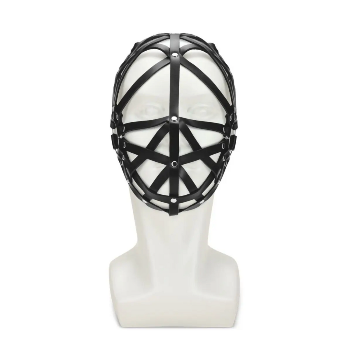 Me You Us Web Hood Mask – Masque BDSM à Sangles en Similicuir Noir