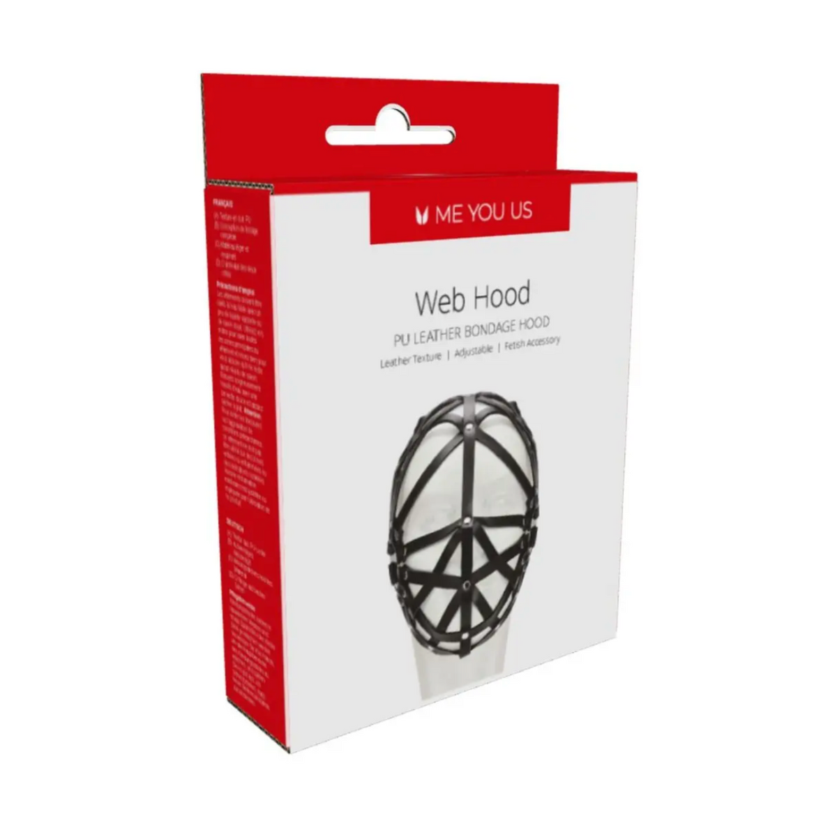 Me You Us Web Hood Mask – Masque BDSM à Sangles en Similicuir Noir
