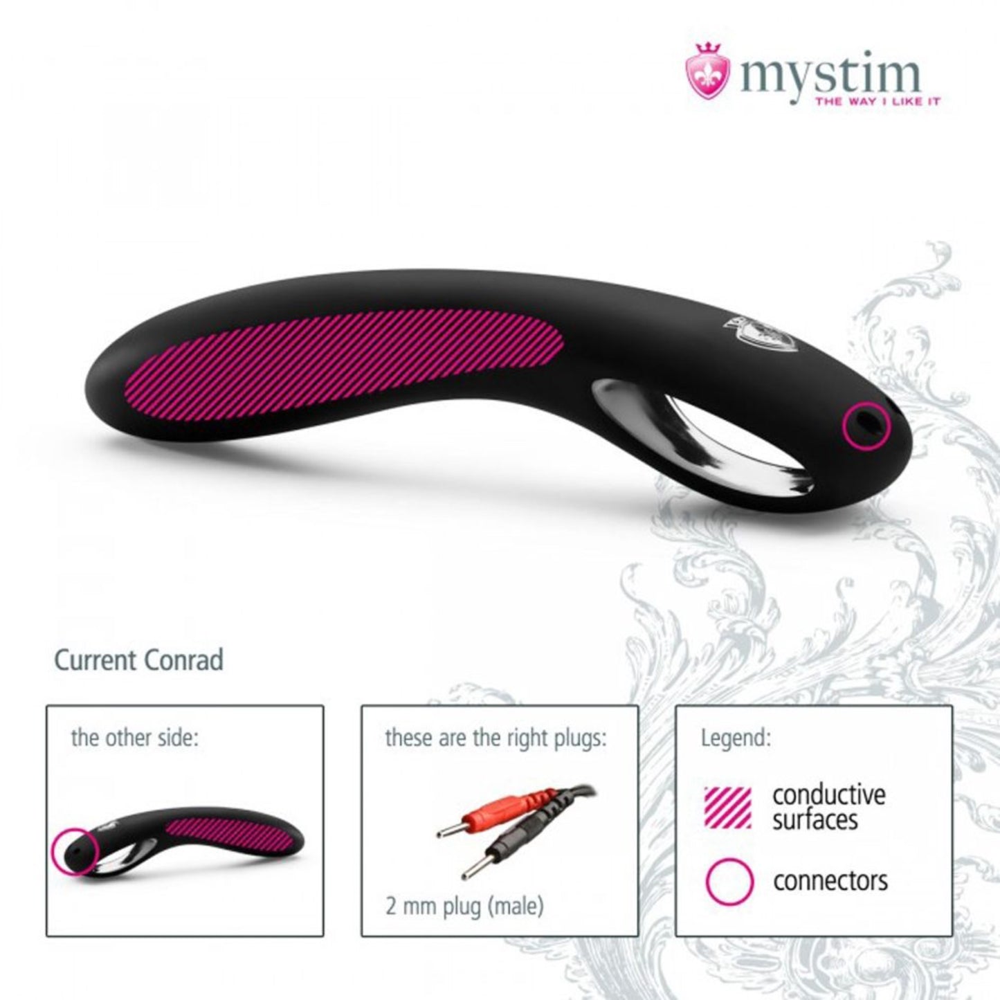 Mystim Current Conrad - Dildo E-Stim courbé