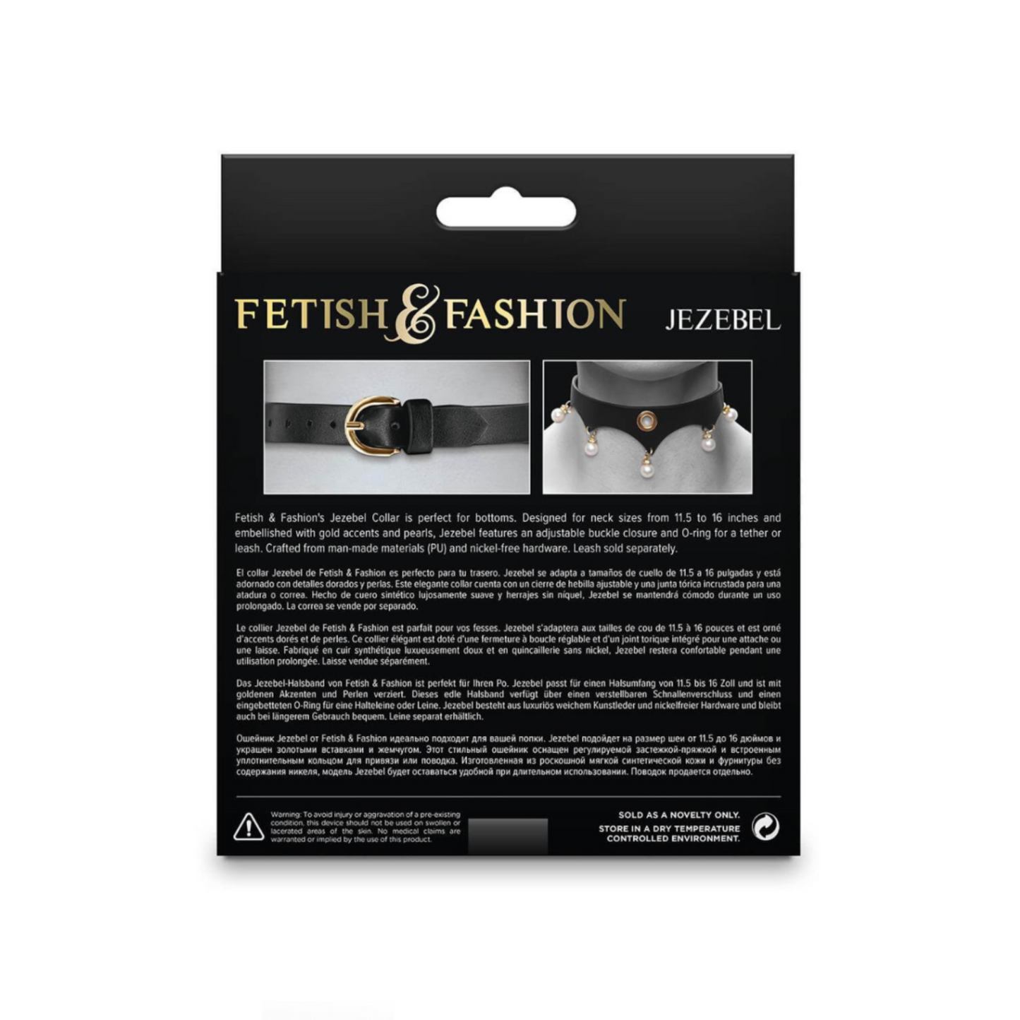 NS Novelties Jezebel – Collier BDSM ajustable similicuir