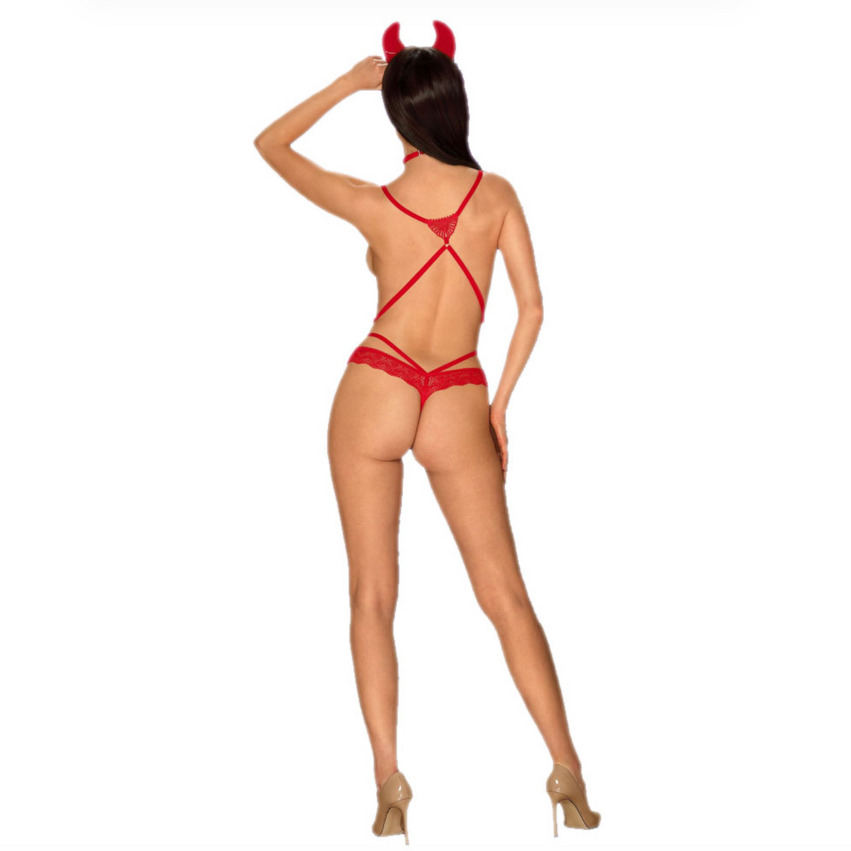 Obsessive Evilia Teddy - Ensemble diablesse sexy avec cornes