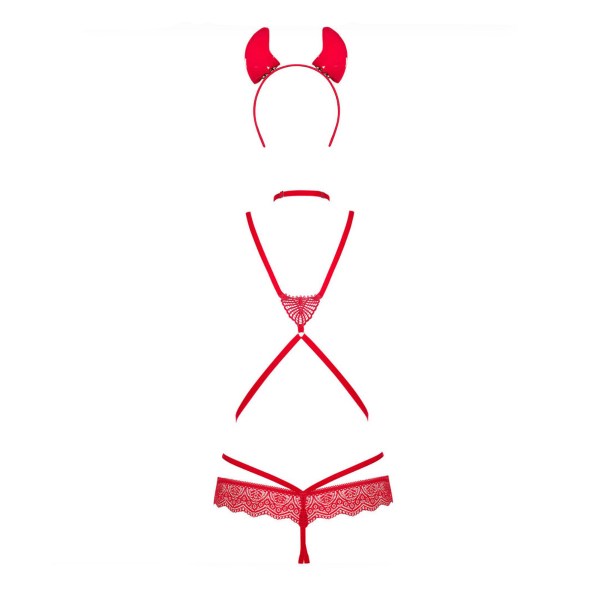 Obsessive Evilia Teddy - Ensemble diablesse sexy avec cornes
