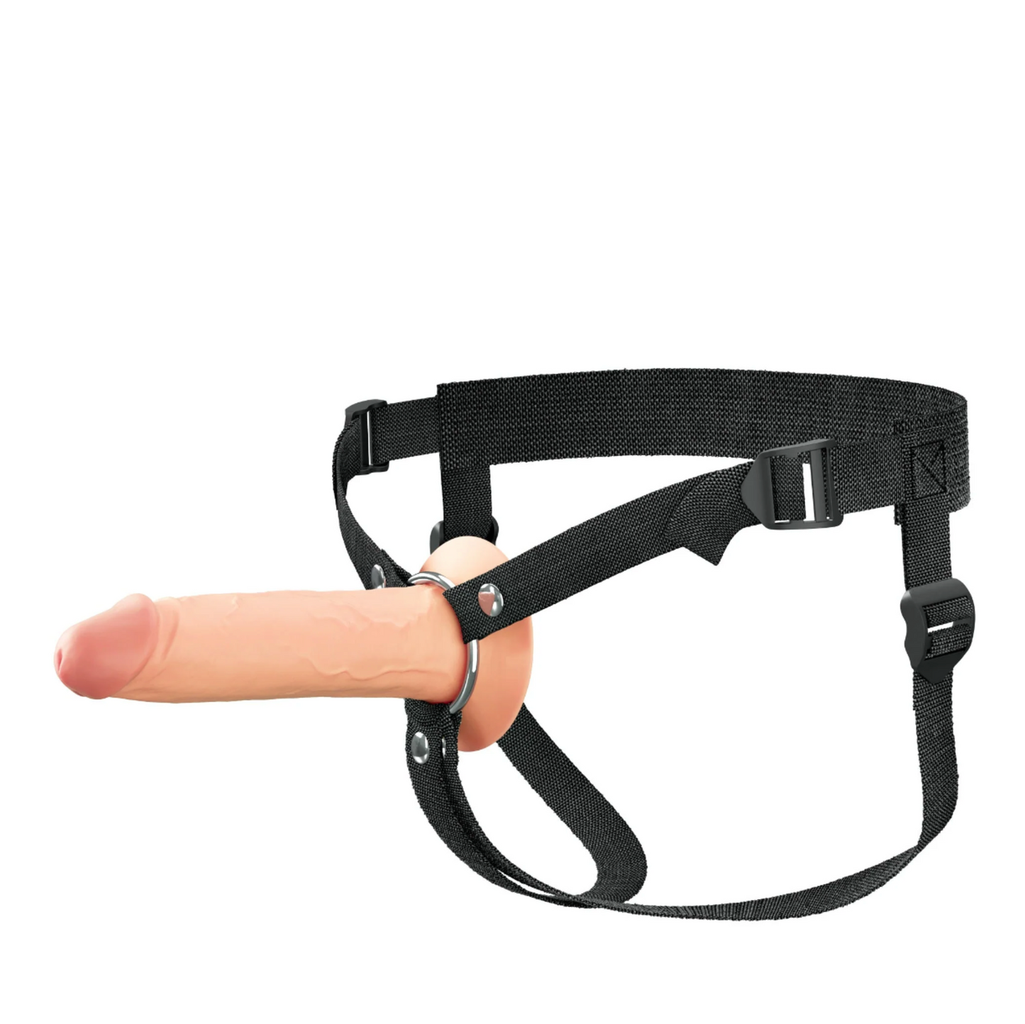 Pipedream 7'' Hollow Silicone Strap-On - Gode ceinture creux double densité