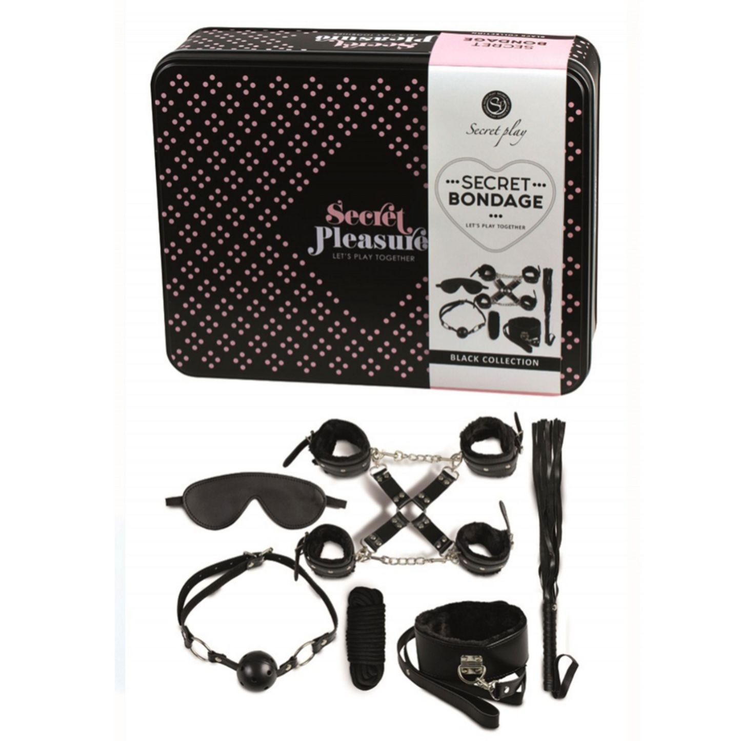 Secret Play Secret Bondage – Kit BDSM 8 accessoires cuir vegan