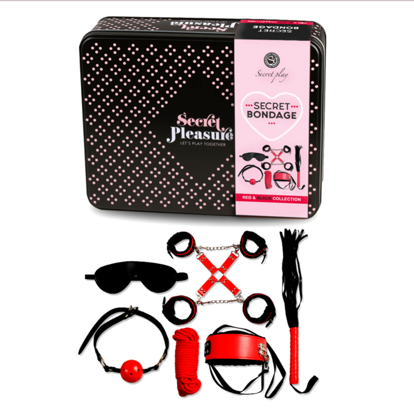 Secret Play Secret Bondage – Kit BDSM 8 accessoires cuir vegan